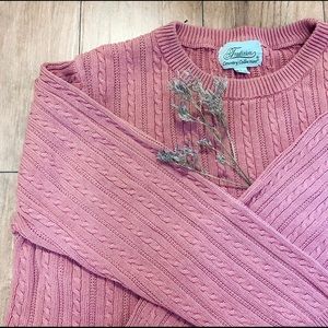 Dusty pink distressed cropped sweater